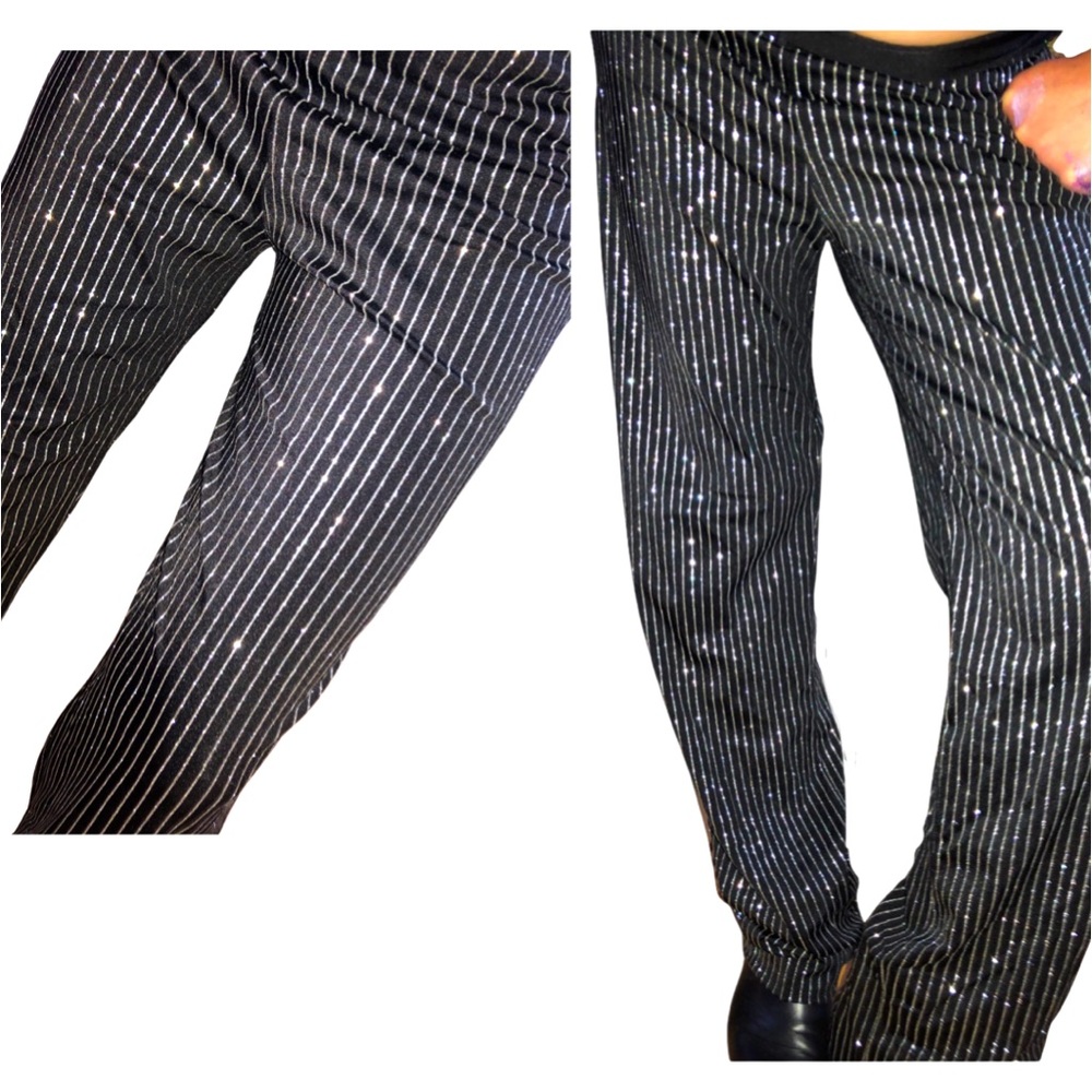Art Stone Black & Silver Shimmering Dance Pants Slacks Size Small/ Medium